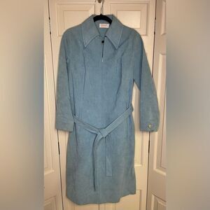 Vintage Sakowitz Baron Peters Est. Size 12 Robin Egg Blue Ultrasuede Coat Dress
